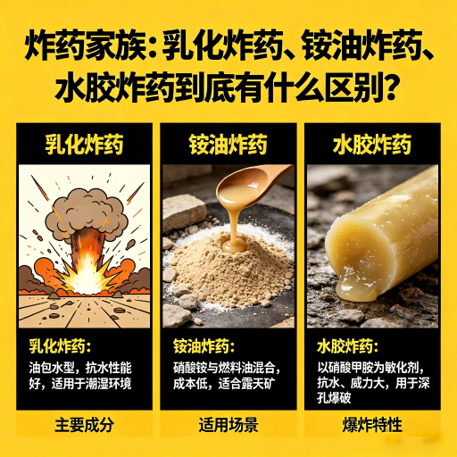 中原炸药家族：乳化炸药、铵油炸药、水胶炸药到底有什么区别？